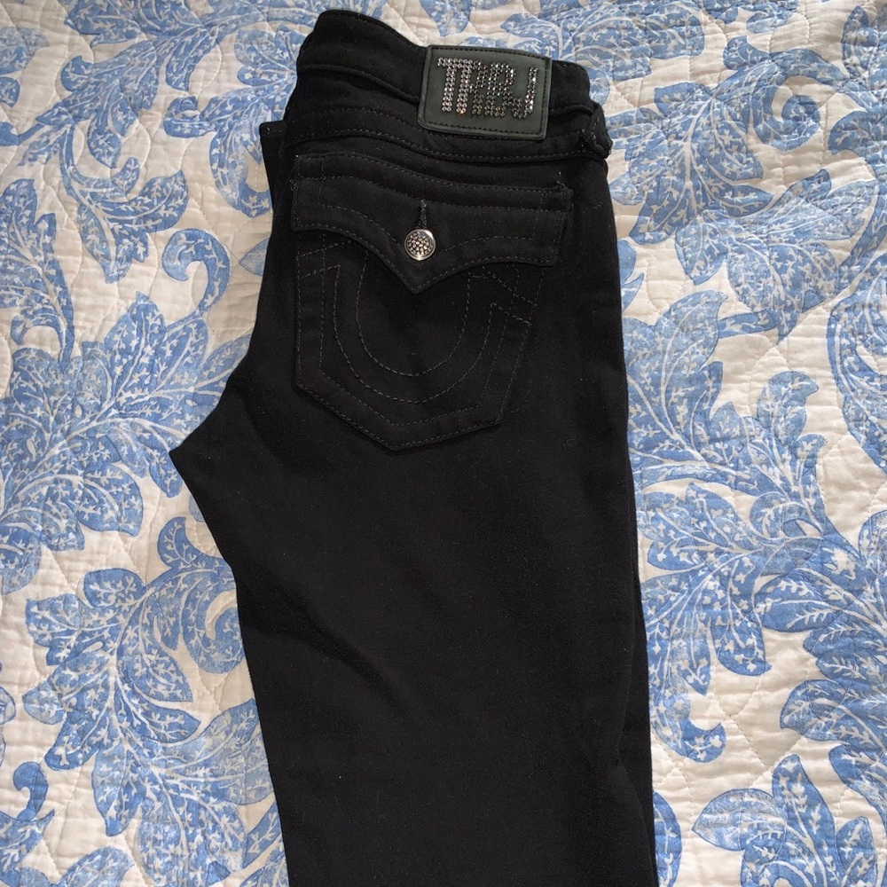 Black rhinestone True Religion pants sz 27